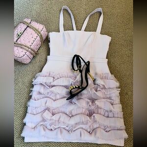 BCBGMaxAzria Lavender ruffle mini dress